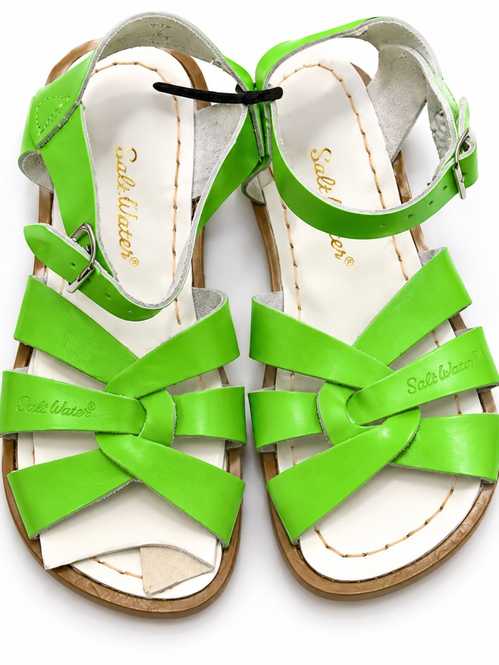 Salt Water Sandals by Hoy Bright Green Leather Girls' Strappy Sandals